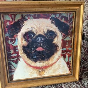 New framed pug print ready to hang. Paper sealed back.